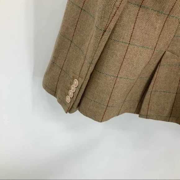 Eddie Bauer wool blend herringbone check double button lined blazer jack… - Picture 13 of 16